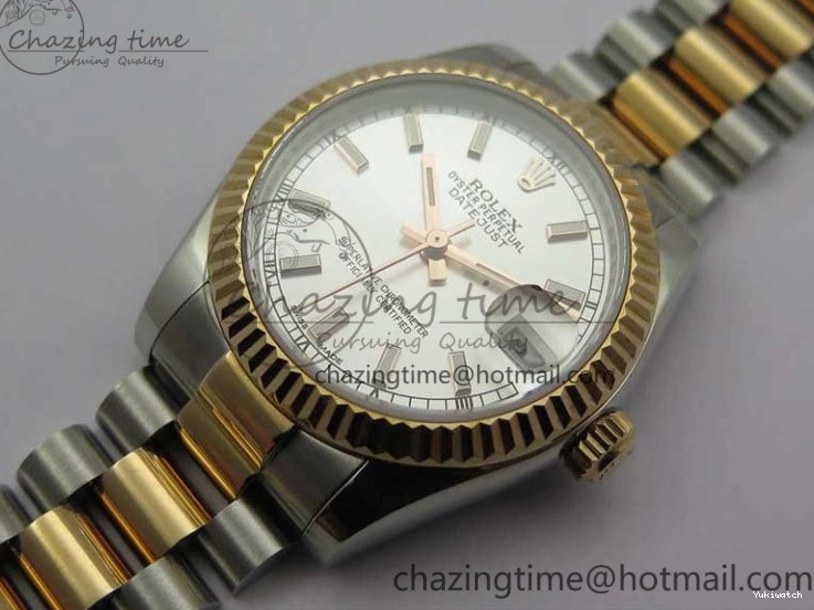 RG SS President Stick Markers NH05A Best GSF 178274 SEIKO 31mm Datejust Edition on Bracelet Dial SS RG Silver 1123